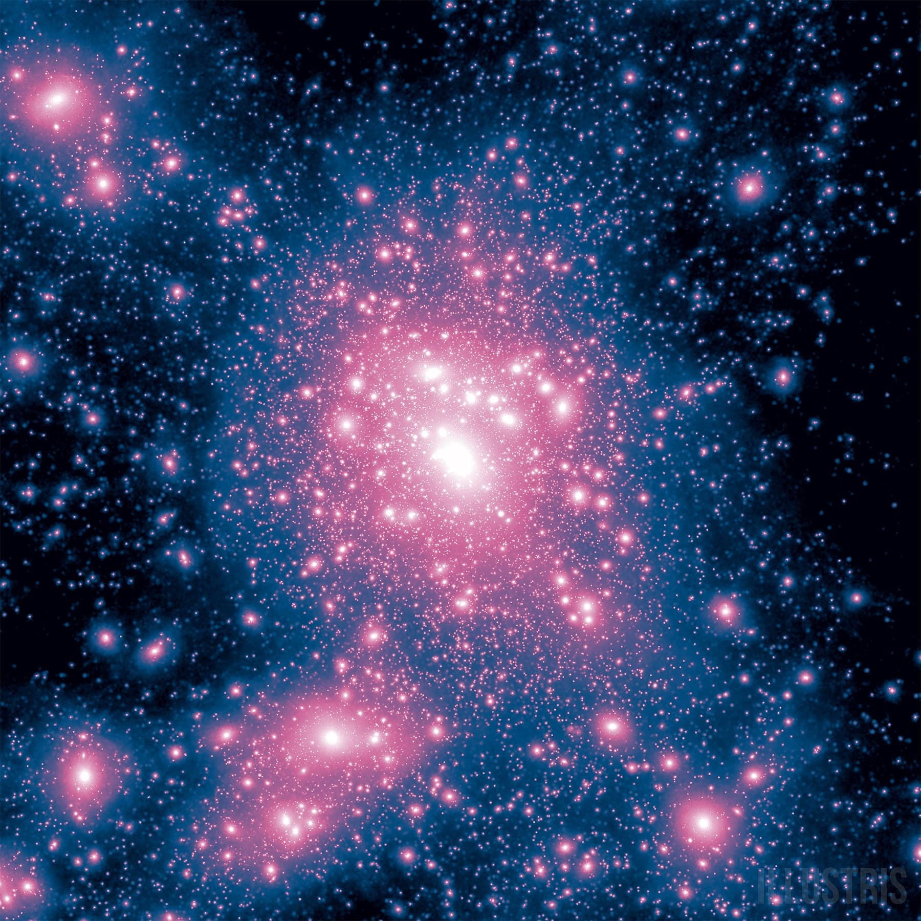 Ausschnitt aus der Illustris-Simulation Ausschnitt aus der Illustris-Simulation