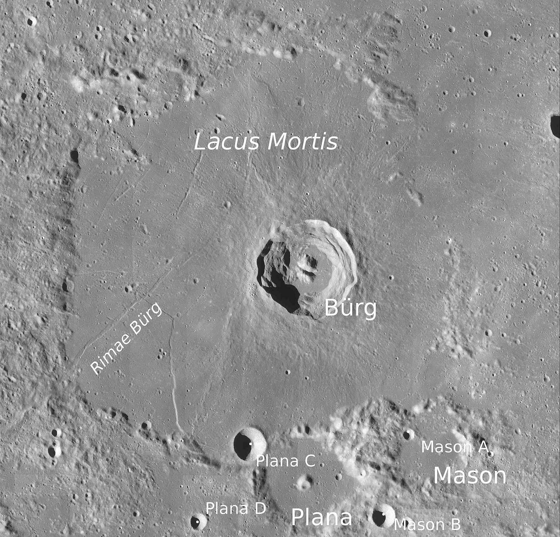 Lacus Mortis, Peregrine, Mond Lacus Mortis, Peregrine, Mond