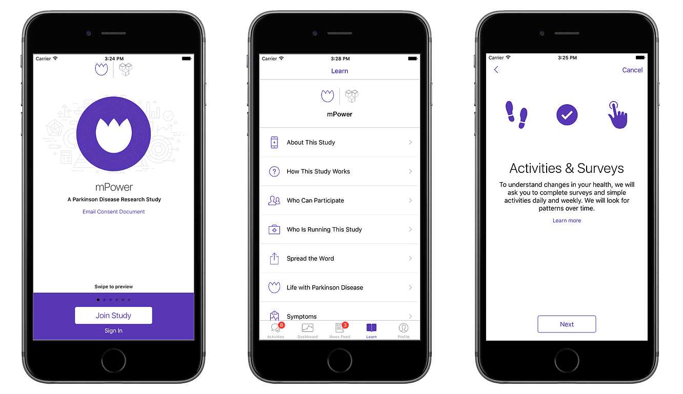 App zur mPower-Studie (Screenshots) App zur mPower-Studie (Screenshots)