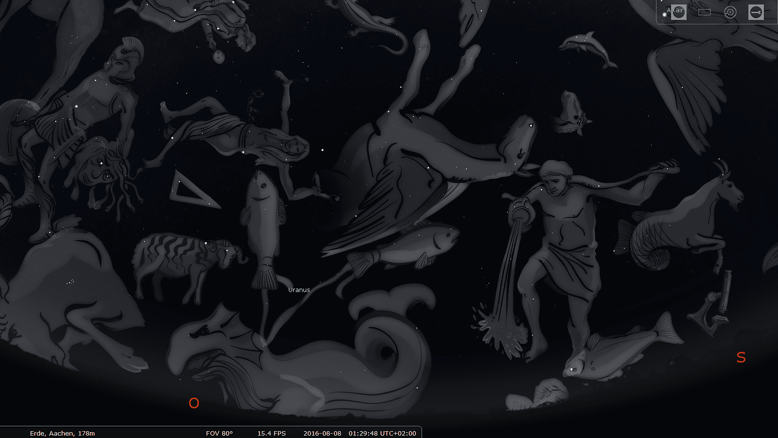 Darstellung des Himmels um Mitternacht (Übersichtskarte) Darstellung des Himmels um Mitternacht (Übersichtskarte)