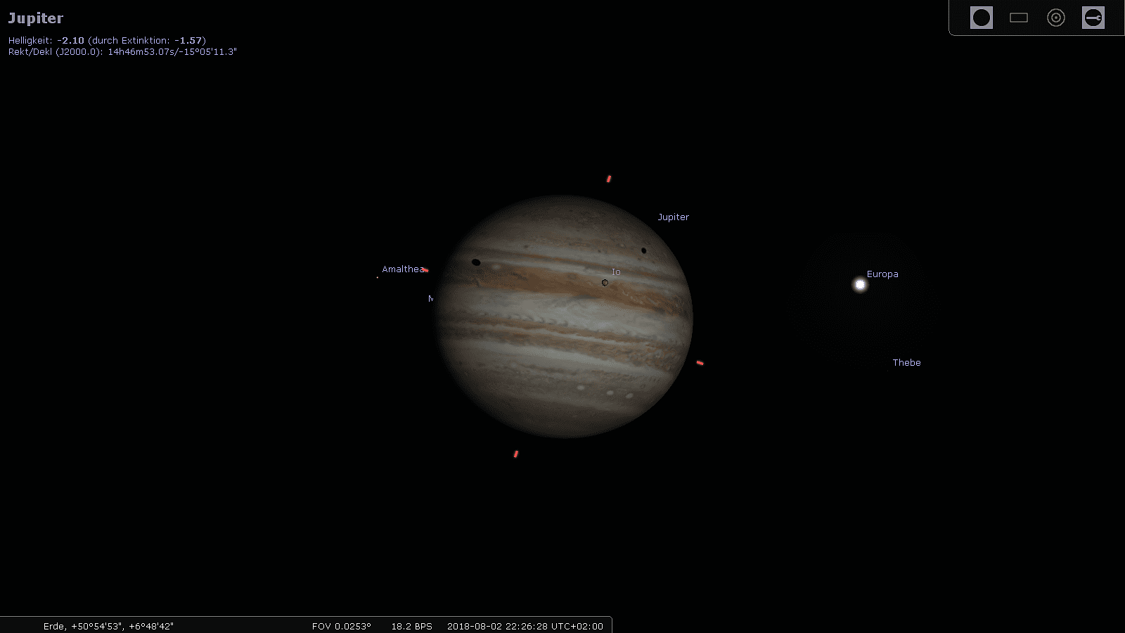 Jupiter mit den Schatten von Io und Europa Jupiter mit den Schatten von Io und Europa