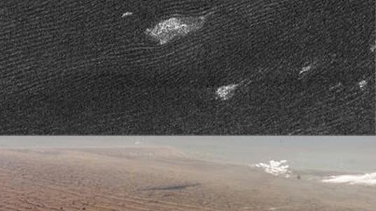 Sanddünen auf Titan und auf der Erde
