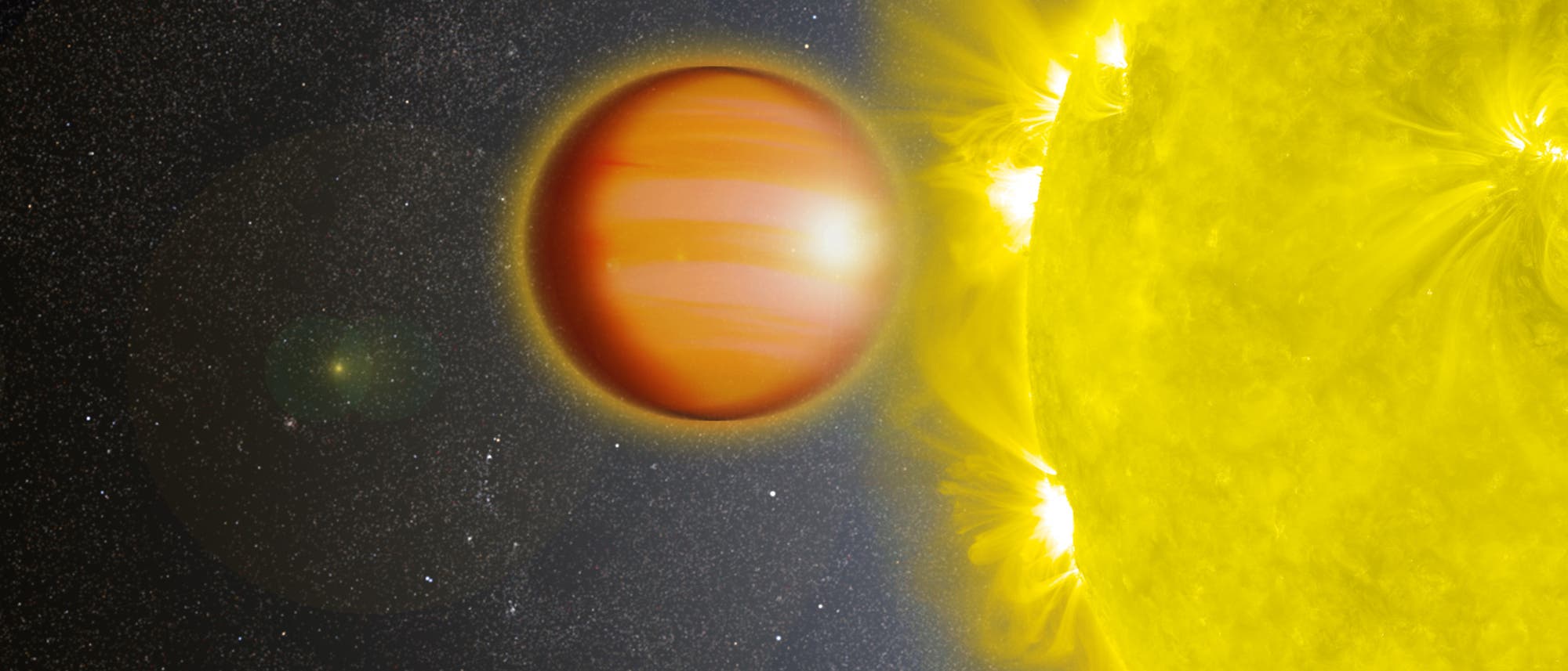 Der Exoplanet WASP-18b vor seinem Stern Der Exoplanet WASP-18b vor seinem Stern