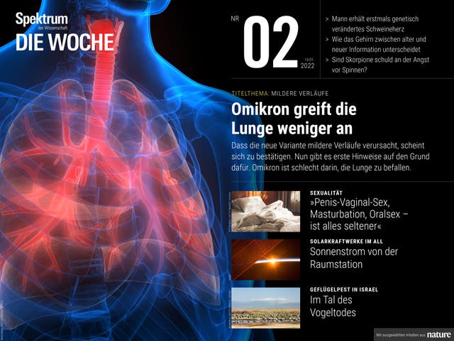Spektrum - Die Woche - 2/2022 - Omikron greift die Lunge weniger an