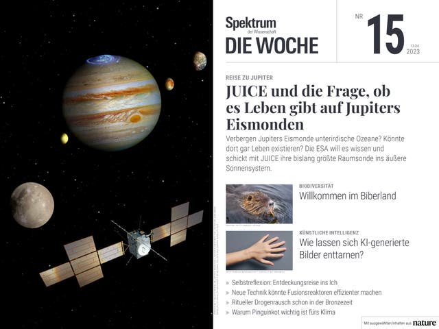 Spektrum - Die Woche - 15/2023 - JUICE und die Frage, ob es Leben gibt auf Jupiters Eismonden