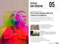 Eine Zeitschriftencover mit dem Titel "Spektrum der Wissenschaft: Die Woche". Die Ausgabe ist Nummer 05 vom 29. Januar 2026. Der Hauptartikel behandelt "Hochfunktionale Depression: Die Erkrankung mit den vielen Gesichtern". Das Bild zeigt eine k&uuml;nstlerische Darstellung eines Mannes mit mehreren &uuml;berlagerten Gesichtern in verschiedenen Farben, was die Vielschichtigkeit der Thematik symbolisiert. Weitere Artikelthemen sind ein H&ouml;hlenbild in Indonesien, Jeffrey Epstein und Wissenschaftler, Ohrst&ouml;psel und die &auml;ltesten Wirbeltiere.