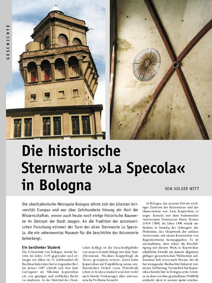 Die historische Sternwarte "La Specola" in Bologna